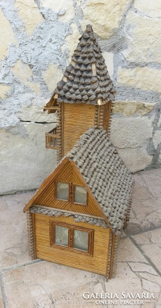 Handmade wooden house model 17x27x47 cm
