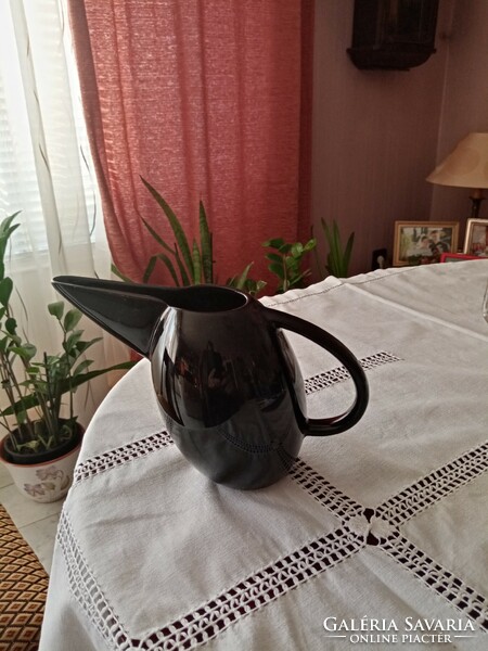 Black Finnish applied art Arabia porcelain jug - spout, carafe