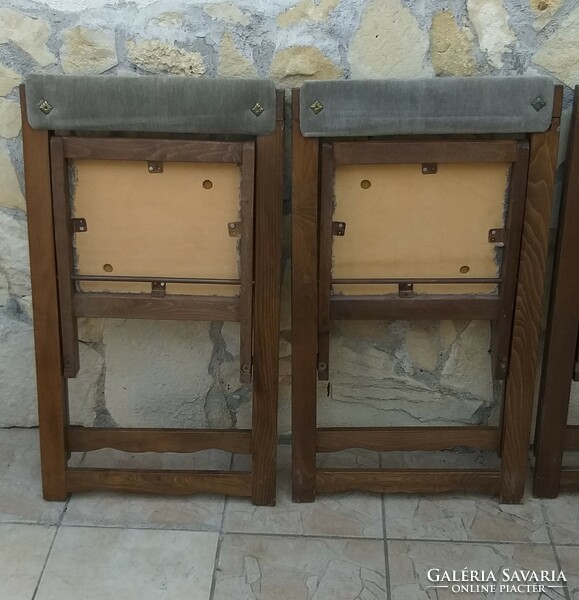 4 darab antik összecsukható kárpitozott fa szék