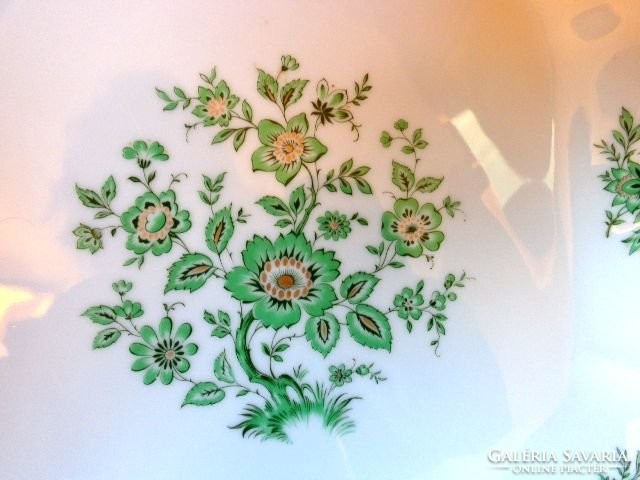 ALT TIRSCHENREUTH zöld virágos aranyszélű nagy porcelán  tál