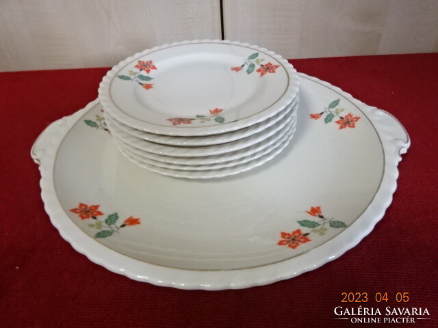 Czech, antique porcelain cake set for six people. Jokai.