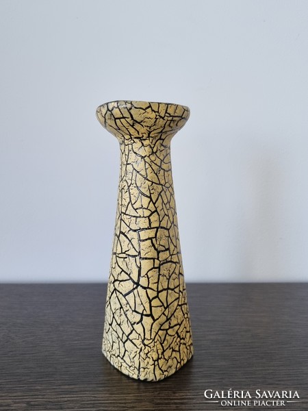 Gyűjtői iparművészeti kerámia váza, repesztett matt mázzal