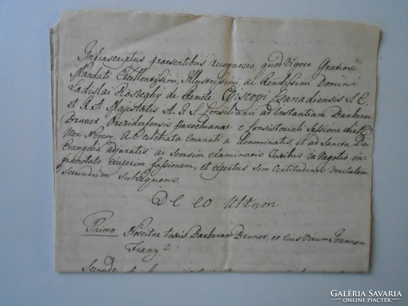 ZA434.5 Régi irat -Orczyfalva  (Kétfél és Vinga között) Bruner Barbara - Újbesenyő 1822 válóper