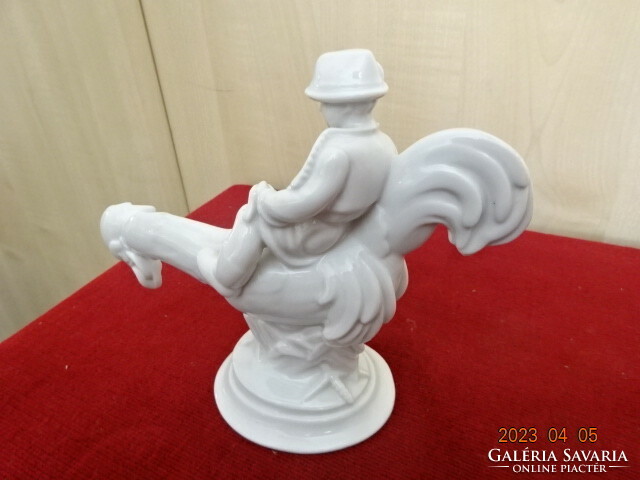 Herend porcelain figure, rooster marci, white, width 17 cm. Marked 5458. Jokai.