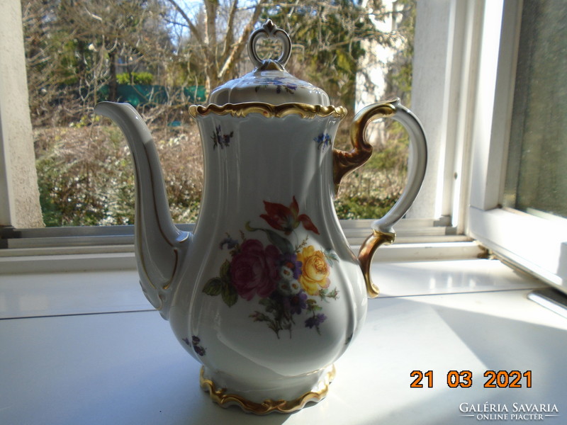 1940 Maria Theresia Pourer with unique hand painted Meissen floral designs, opulent gilding