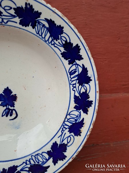 Beautiful blue rare leaf pattern miskolcz hard ceramic wall plate plate antique nostalgia