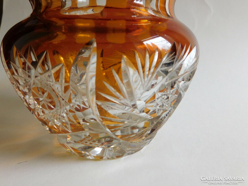 Narancsszínű pácolt hántolt kristály váza