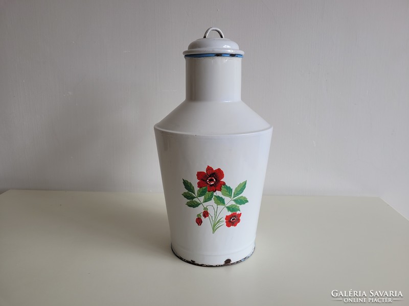 Old enamel enamel flower poppy pattern jug vintage decoration water jug 7 l water jug