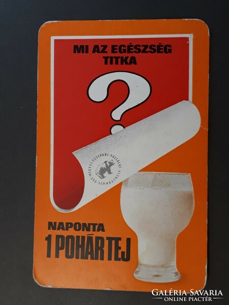 Régi Kártyanaptár 1982 - Mi az egészség titka, naponta 1 pohár tej felirattal - Retró Naptár