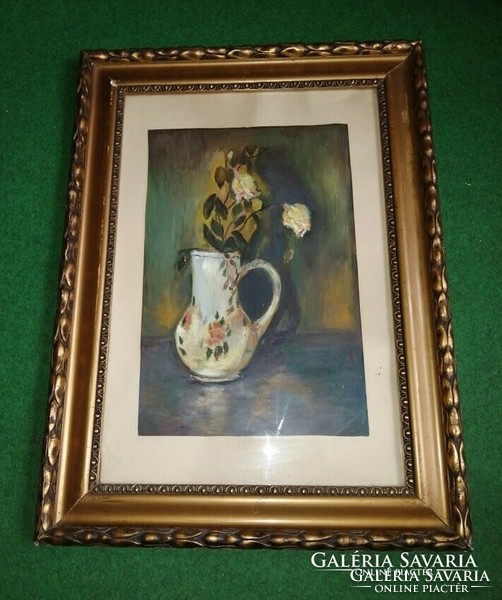 Old flower still life painting glazed picture frame 44 * 59.5 cm