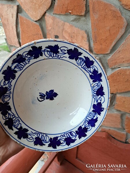 Beautiful blue rare leaf pattern miskolcz hard ceramic wall plate plate antique nostalgia