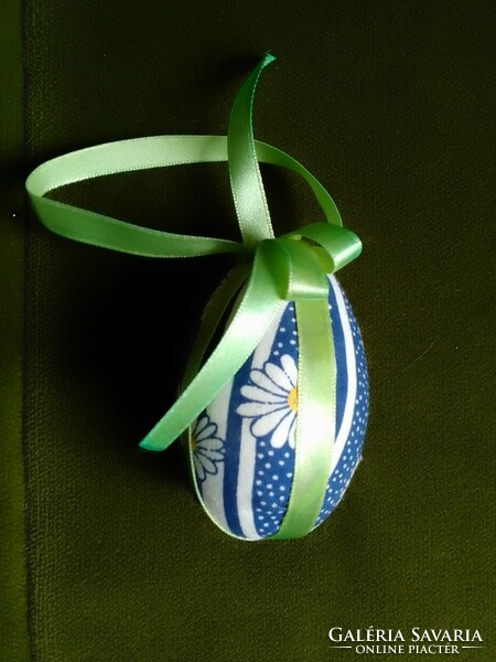 Goose egg-sized, textile-coated, colorful male Easter egg decoration for sprinklers with silk ribbon
