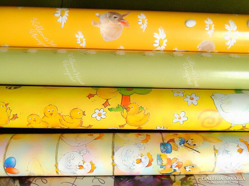 Easter chick bunny flower pattern gift wrapping paper