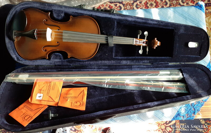 4/4 practice violin with case, bow and spare strings
