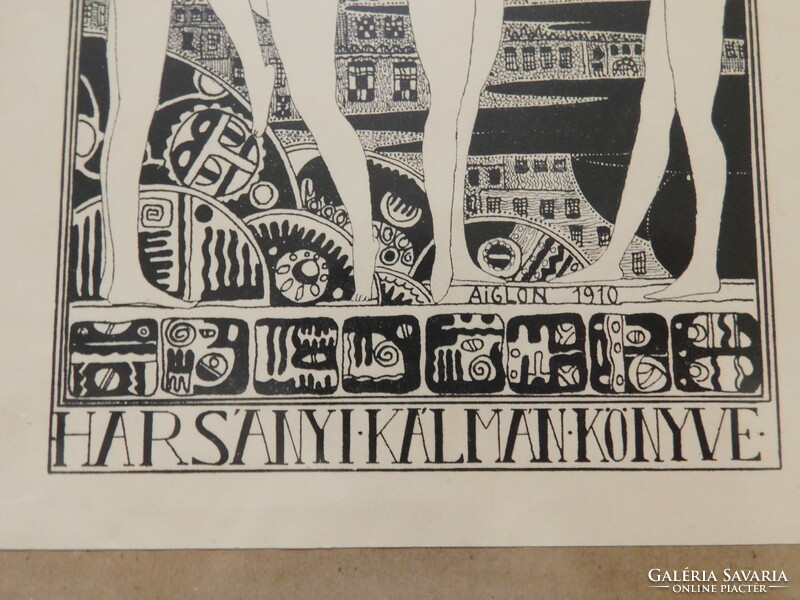 Attila Sassy (1880 - 1967): art nouveau ex libris 1910. Graphics