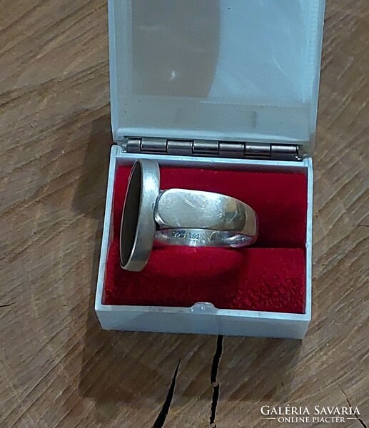 Nagyon szép nagy ovális ónix köves ezüst gyűrű