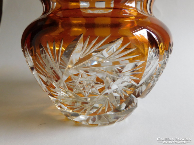 Narancsszínű pácolt hántolt kristály váza