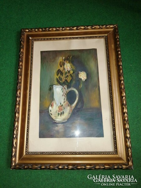 Old flower still life painting glazed picture frame 44 * 59.5 cm