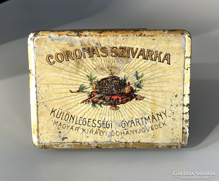 Régi CORONAS szivarka fémdoboz Magyar Királyi Dohányjövedék 1930