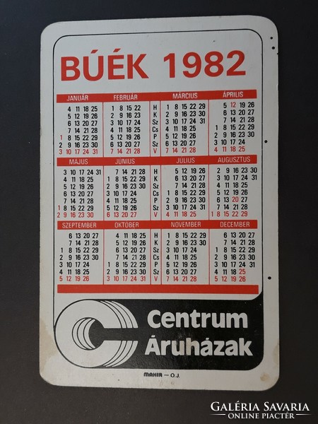 Régi Kártyanaptár 1982 - Centrum Áruházak felirattal - Retró Naptár