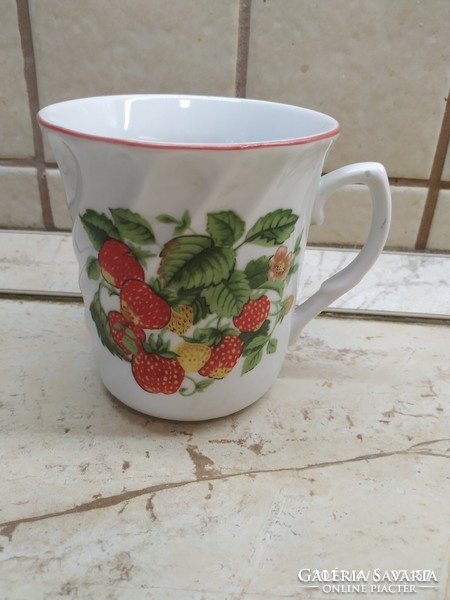 Strawberry Romanian porcelain cup for sale!
