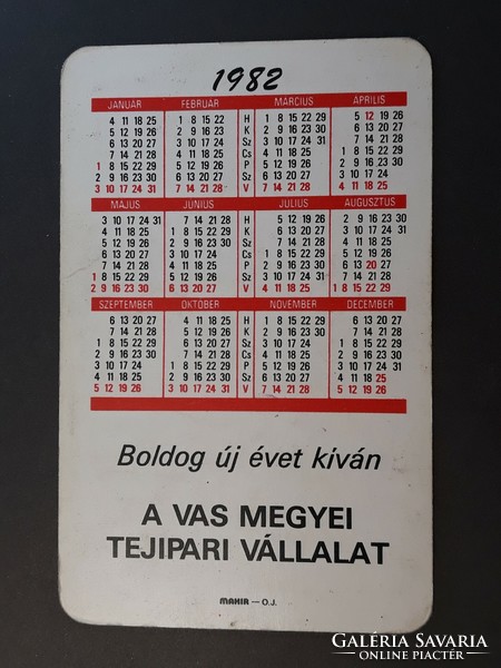 Old card calendar 1982 - what is the secret of health, with the inscription 1 glass of milk a day - retro calendar