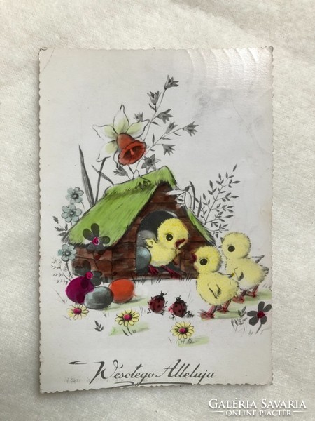 Régi színezett Húsvéti képeslap                                    -2.