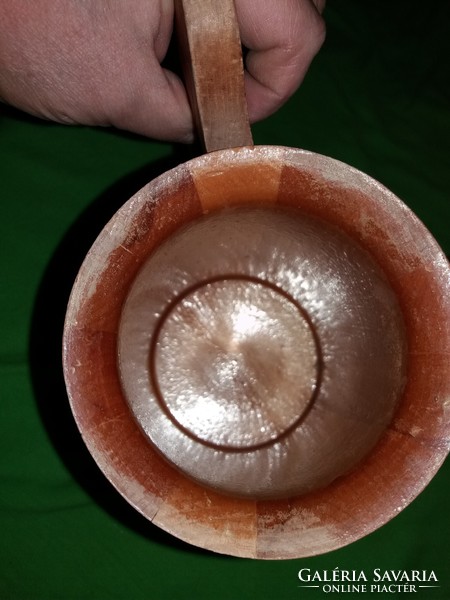 Antique Transylvanian dormant milk wooden mug with lid, large half-liter wooden jug according to pictures