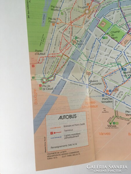 Paris bus line map 1979., Retro, vintage map