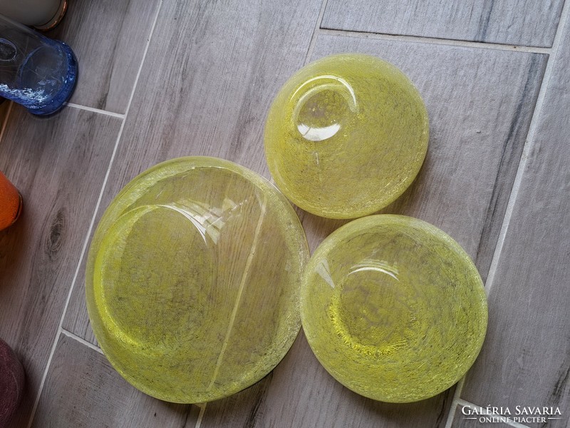Retro yellow bowls bowl cracked beautiful veil glass veil karcagi berek bath glass