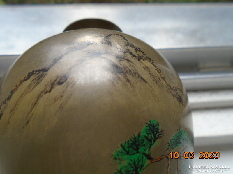 Antique meiping shen shao an type Chinese vase with decorative carving and wooden base