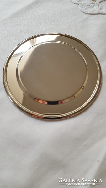 Silver-plated, beaded coaster set, with a small chiseled tray