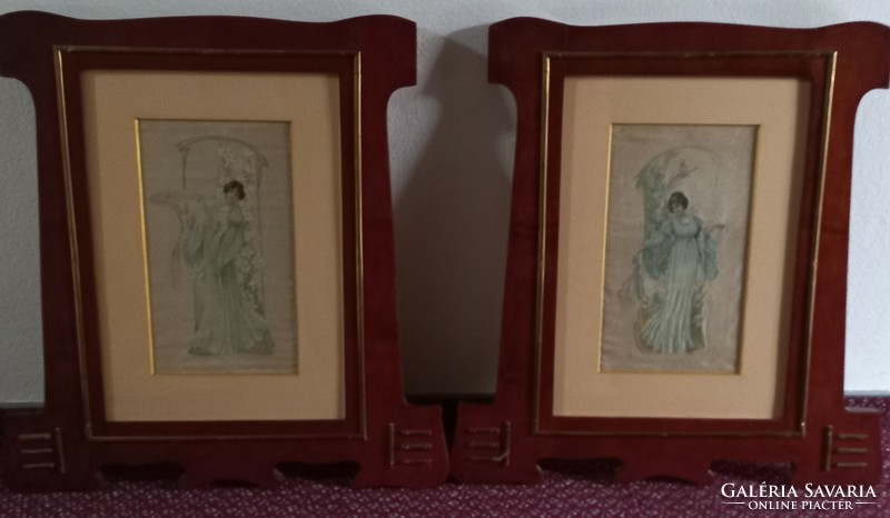 A pair of art nouveau pictures, museum quality
