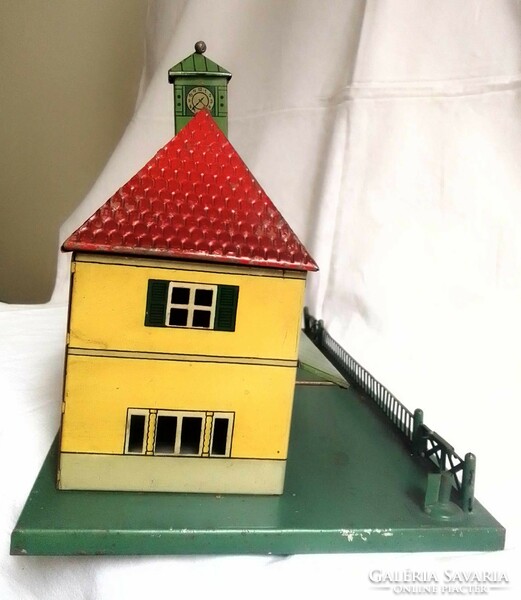 Antique old kbn 0 railway model train station building house 1930 field table additional board game