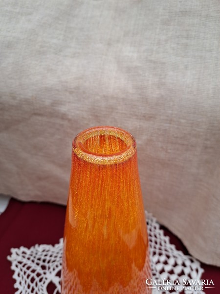 Retro orange yellow vase cracked beautiful veil glass veil Carcagi berek bath glass