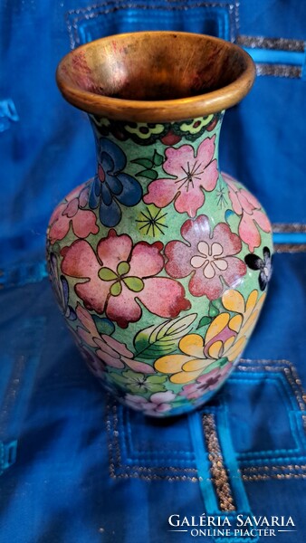 Old enamel copper vase, cloisonné vase (m3559)