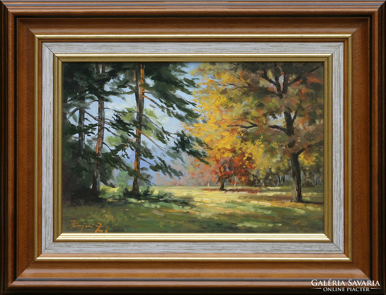 Zoltán Rajczi: Park detail - with frame 32x42 cm - artwork: 20x30cm - 208/1057