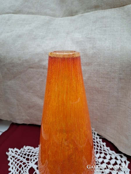 Retro orange yellow vase cracked beautiful veil glass veil Carcagi berek bath glass