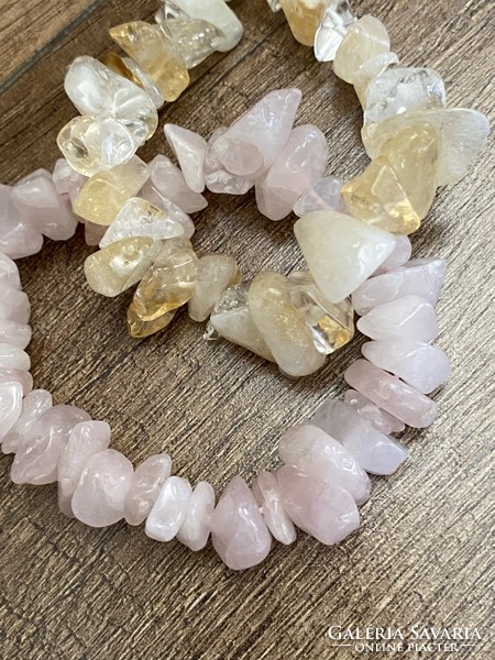 Citrine and rose quartz….. Flexible damilon, extra large grain, polished, shapeless