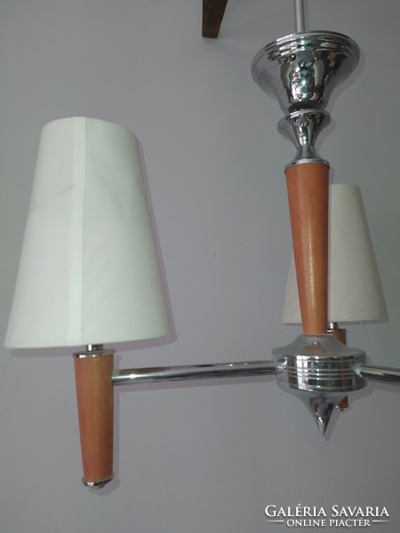 Deer chrome and wood ceiling lamp chandelier