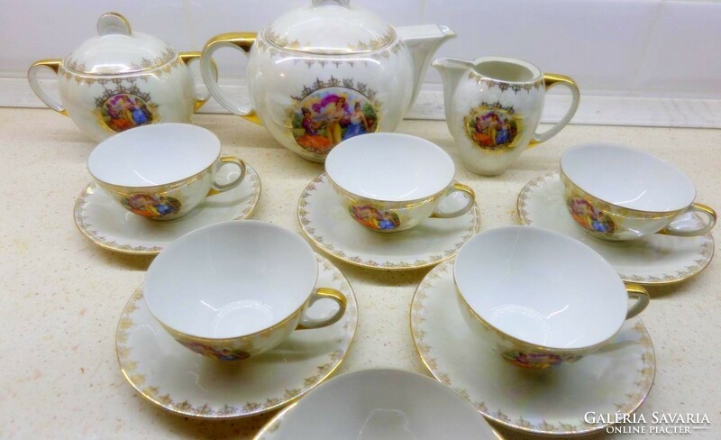 Drasche luster-glazed large cup 6-person antique tea set - art&decoration