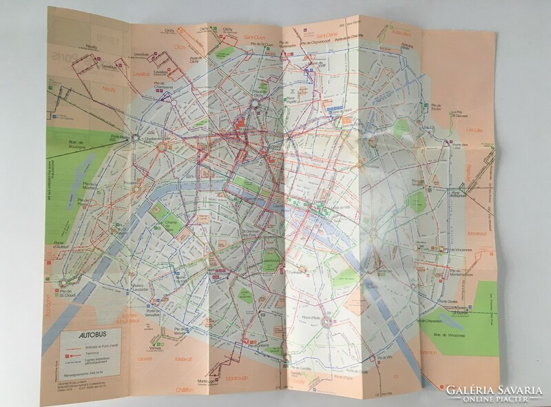 Paris bus line map 1979., Retro, vintage map