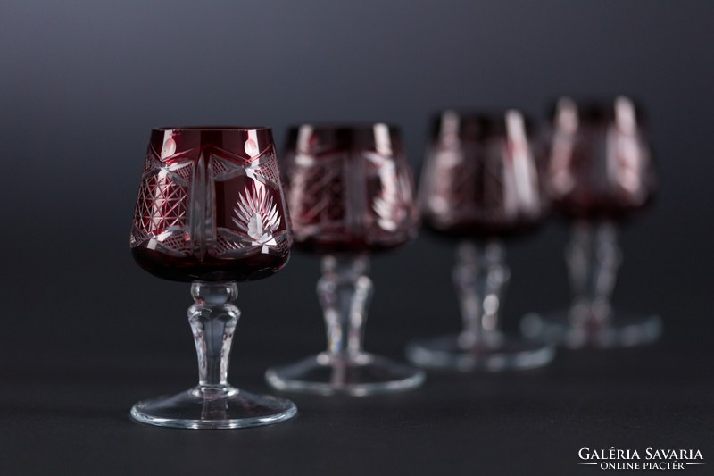 Glass, base, short drink glass, burgundy, 4 pieces