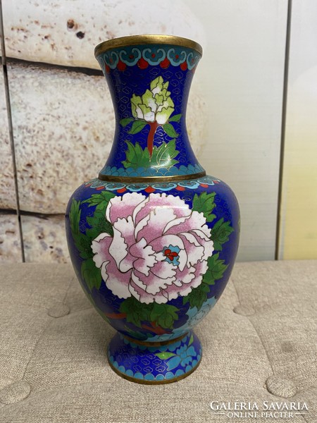 Diaphragm enamel vase with flower pattern decor xx. Century a41