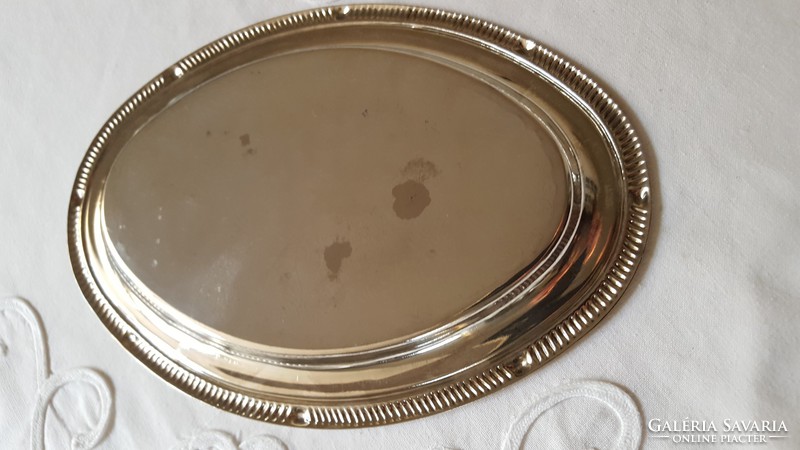 Silver-plated, beaded coaster set, with a small chiseled tray