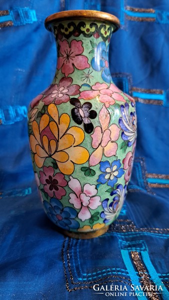 Old enamel copper vase, cloisonné vase (m3559)