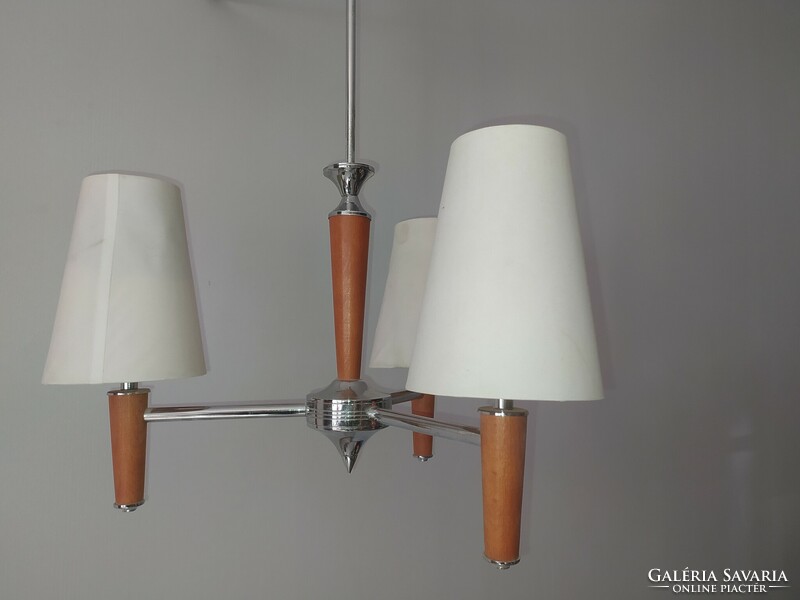 Deer chrome and wood ceiling lamp chandelier