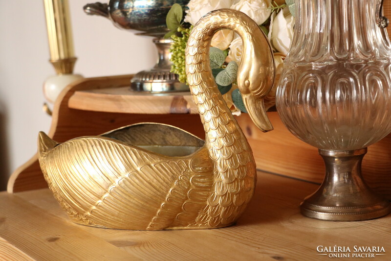 Copper swan bowl, centerpiece