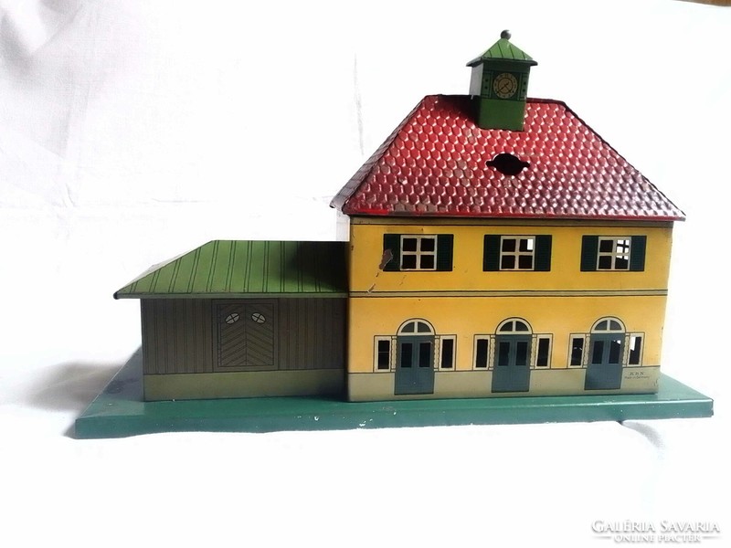 Antique old kbn 0 railway model train station building house 1930 field table additional board game