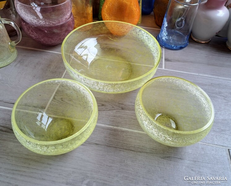 Retro yellow bowls bowl cracked beautiful veil glass veil karcagi berek bath glass